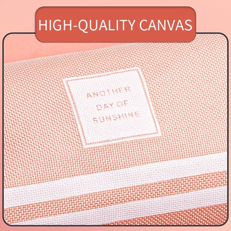 Large Capacity Pencil Cases Double Layer Simple Canvas Bags for Girls Back to School School Office Supplies Stationery