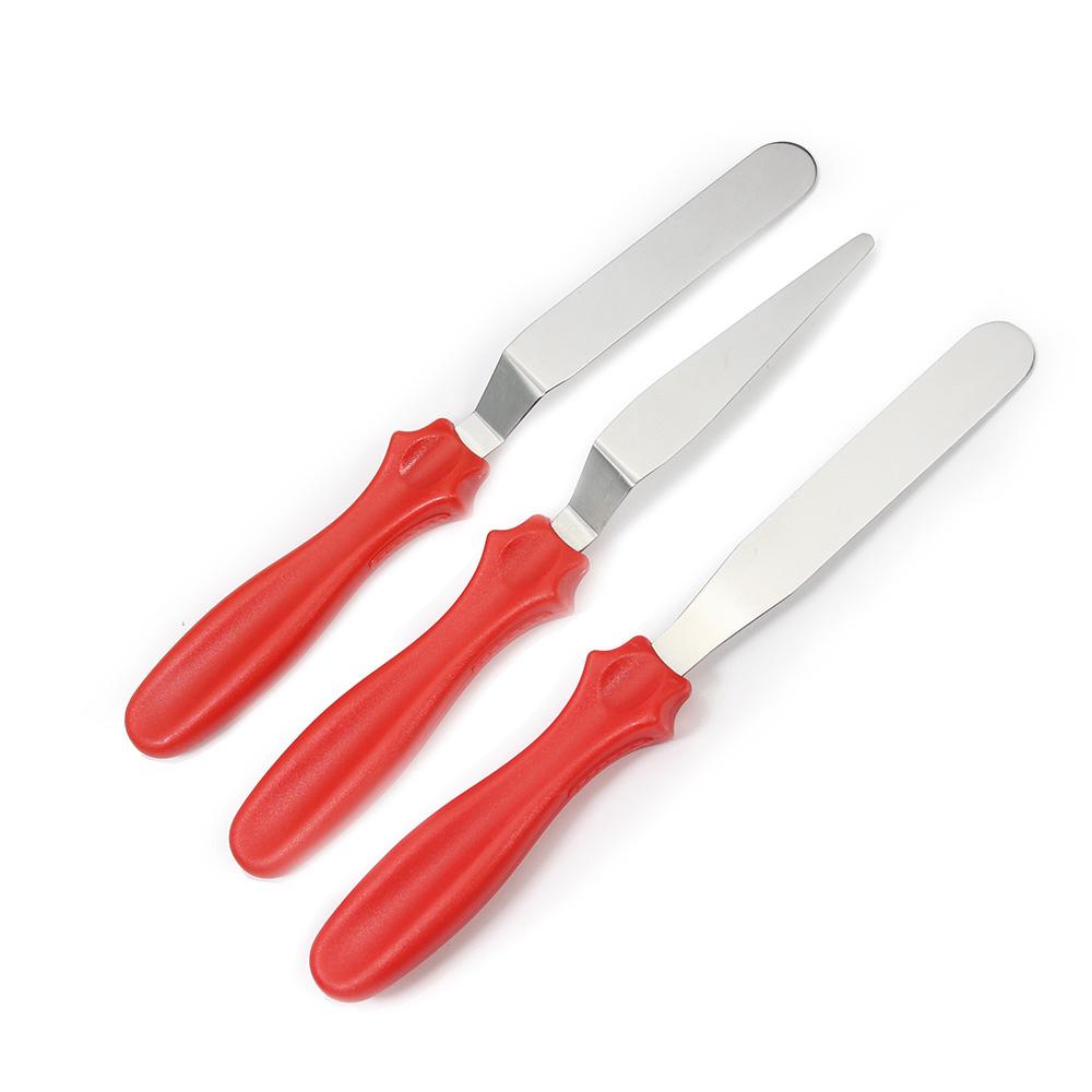 Small Cranked / Angled Spatula Palette Knife Set of 3,  Cakes / Icing / Sugarcraft / Fondant - Cake Decoration Tools