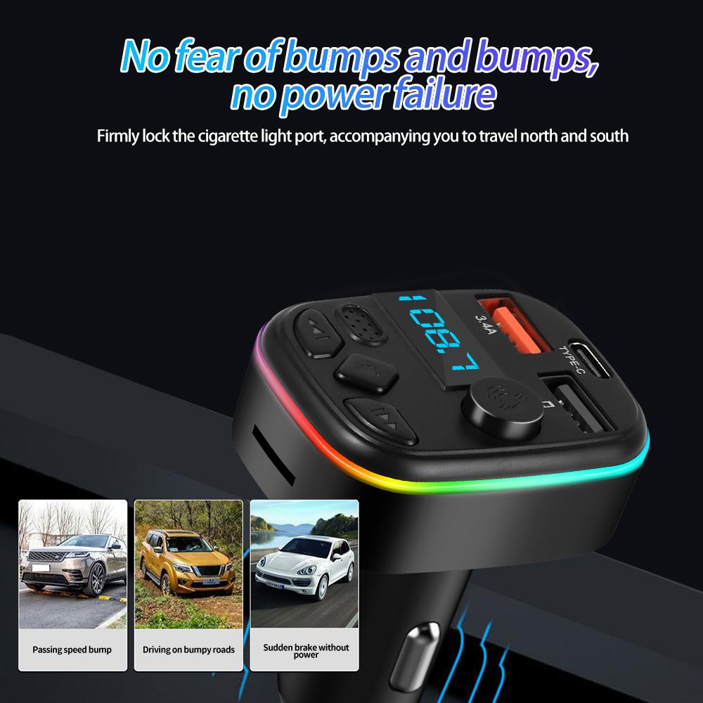 C4 Автомобильный Bluetooth 5.0 FM-передатчик Handsfree автомобильный комплект с PD 20 Вт Type-C Dual USB 3.4A быстрое зарядное устройство с подсветкой
