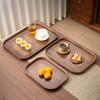 Walnut Wood Color Wood Tray Retro Style Fruit Plate Smooth Edge Tea Tray  Kitchen