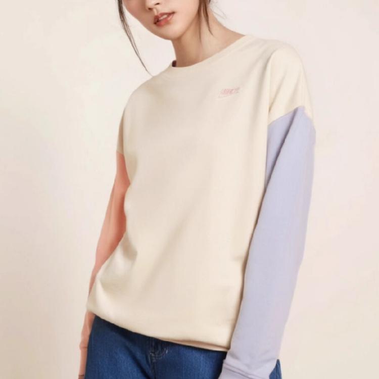 Nike Color Block Crewneck Sweatshirt Women Tops White DJ6946-156