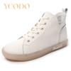Women's Spring and Autumn Leather Beef Tendon Soft Sole High Top Shoes Small White Shoes Flat Casual Girls Student Shoes