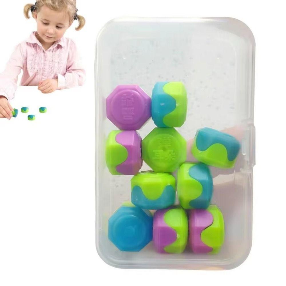 10pcs/set 6 Sided Nostalgia Catch Stone Toys Double-Colors Playing Stones Toy Play Home