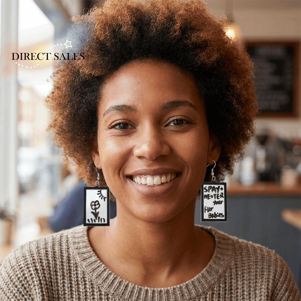 Fashion Jewelry Acrylic Message Board Earrings Fun DIY Whiteboard Eardrop Minimalist with Marker Pen Poster Board Eardrop Women