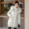 NEW Women's Glossy Down Cotton  Jacket Winter New Fur Collar Hooded Coat Female Warm Parkas Fashion Casual Loose Long Overcoat