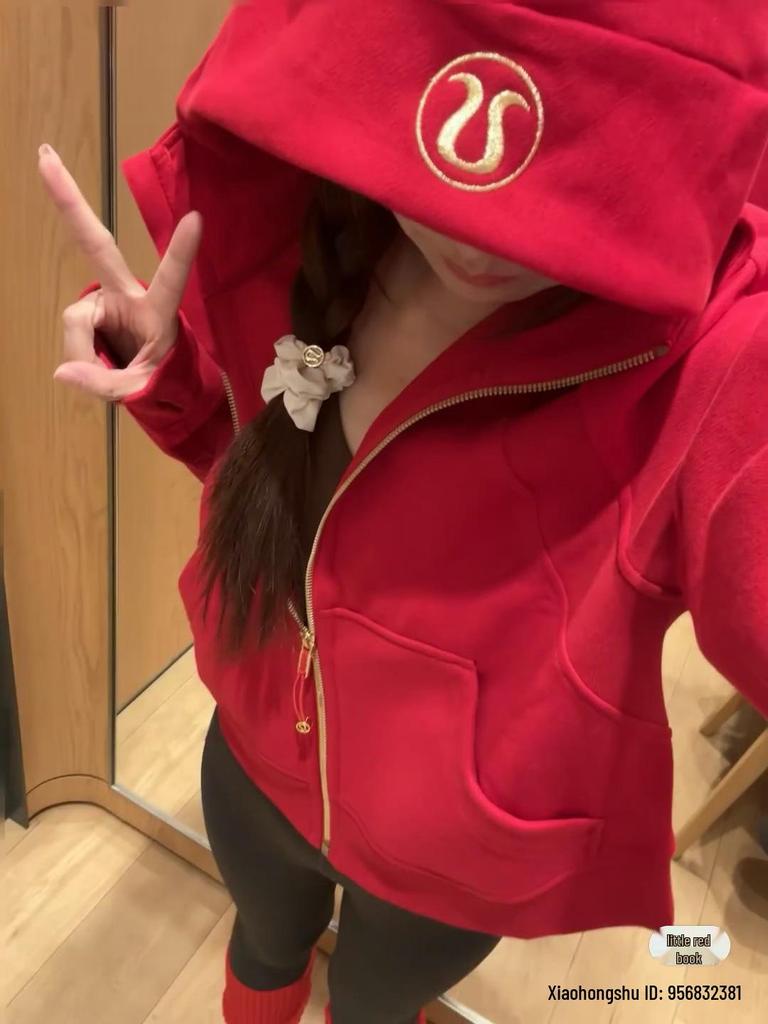 LULU Оригинальная толстовка из неопрена с вышивкой, на молнии, свободная, из бархата, теплая куртка для женщин