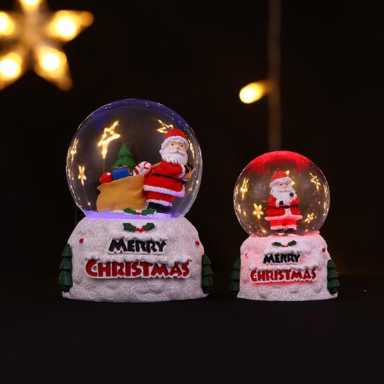 Christmas Snow Globe with Colorful Lighting Lovely Shape Desktop Decor Santa Claus Snowman Glass Ball Ornament Children Gift