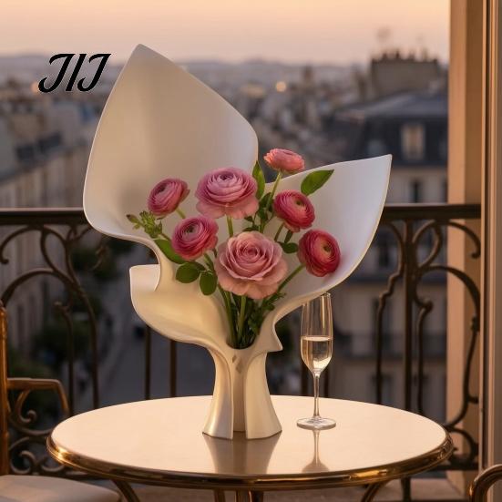 Artistic Home Flower Container 3D Printed Vase for Fresh Flowers, Modern Minimalist Arrangement Integrated Tube Holder with Built-in Living