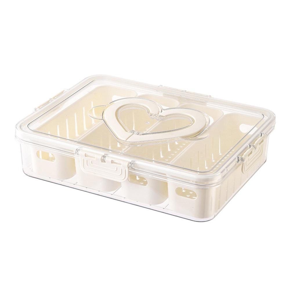 Large Capacity Divided Dinner Plate Plastic Food Preservation Store Box Snack Fruit Tray for Home