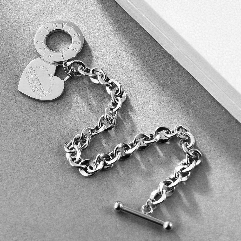 Браслеты из нержавеющей стали с сердечками для женщин, подарок на вечеринку, модные браслеты с подвесками Joyas De Chain, ювелирные изделия