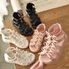 Leather Girls Sandals Real Leather Children Roman Sandals Bow Female Boots Kids Gladiator Sandals