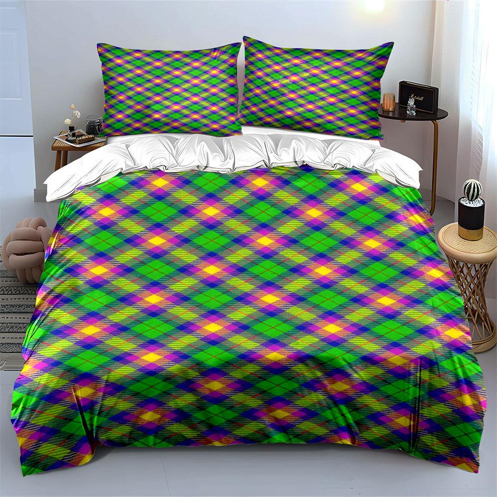 Bright multicolored argyle pattern. Bedding sets Duvet cover sets Duvet covers Pillowcases(1 * Duvet Cover 2 * Pillowcases without duvet insert)