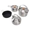 Набор походной посуды из нержавеющей стали, кастрюля, чайник, набор, портативный, легкий, для приготовления пищи на открытом воздухе