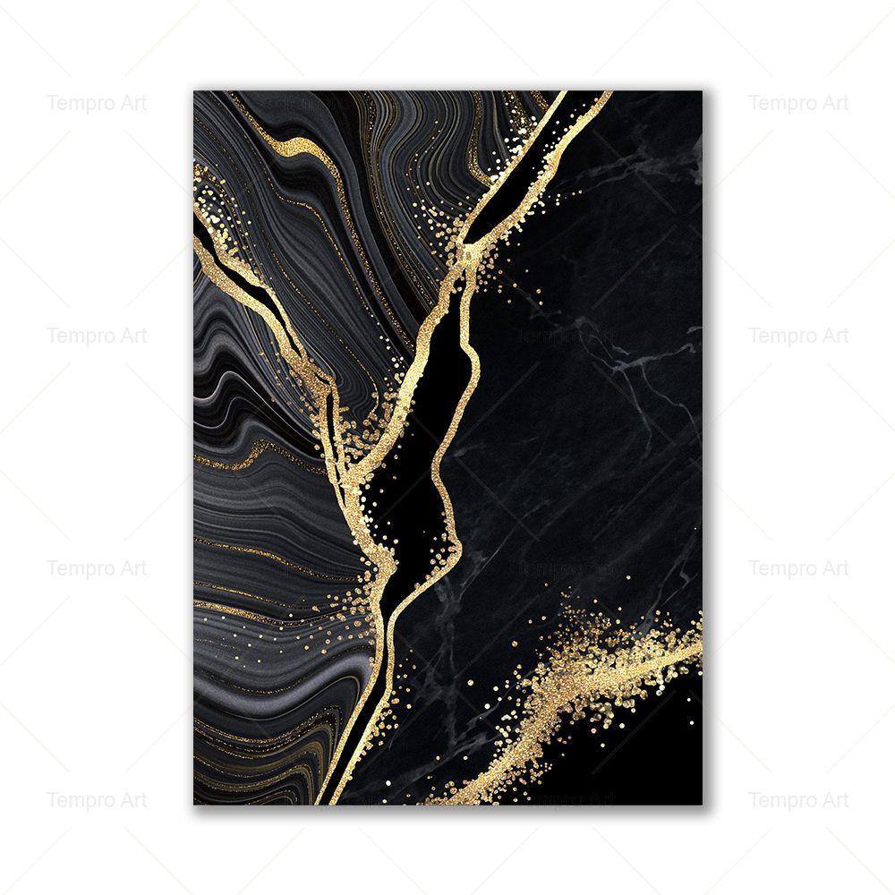 Золотые и черные листья, скандинавский постер, современная абстрактная настенная живопись на холсте, печать, настенные панно для гостиной, украшение дома