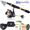 Sougayilang Spinning Fishing Rod Spinning Fishing Reel Black Bag Fishing Line Fishing Lure Set Fishing Combos Fishing Connector Accessory Set