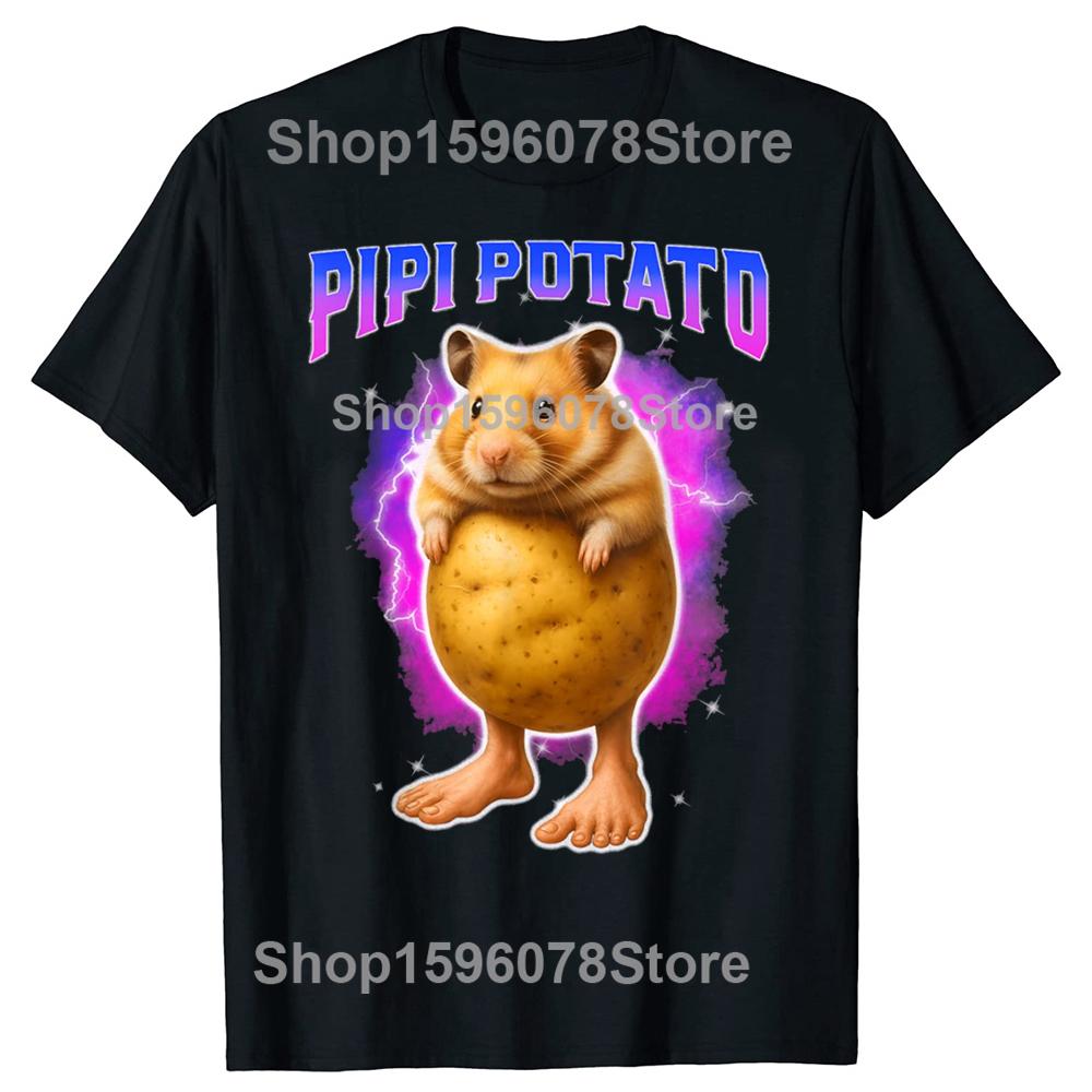 Potato Funny Hamster Meme Graphic 100 Cotton Tshirts Unisex Womens Fashion Casual Tshirt Loose Oversized Streetwear T Shirt
