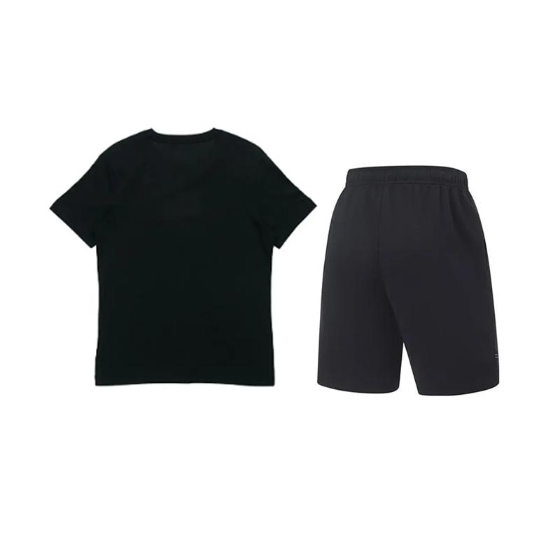 Li-Ning Логотип с буквой, модная универсальная футболка с круглым вырезом и короткими рукавами, повседневный спортивный костюм, унисекс, топы AHSVD53-1+AKST543-3