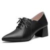 Single Shoes Women's Lace-up Thick Heel British Small Leather Shoes Soft Sole Soft Surface Women's Shoes