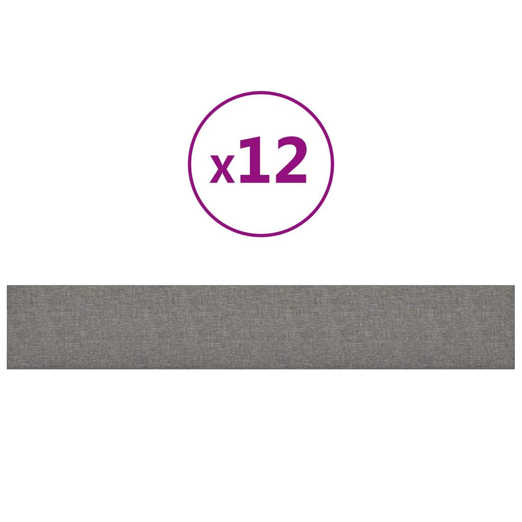 Wall Mounted Headboard Panels 12 pcs Light Grey 90 x 15 cm Fabric
