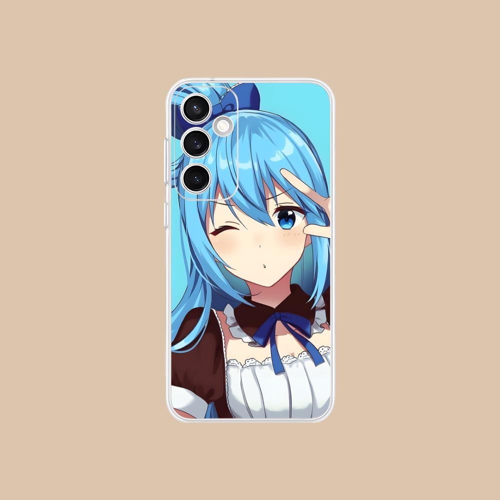 Чехол для мобильного телефона Konosuba Aqua для Samsung Galaxy S25 S24 S23 S22 S21Plus FE Ultra Прозрачный Цветной Защитный Смартфон Красивый