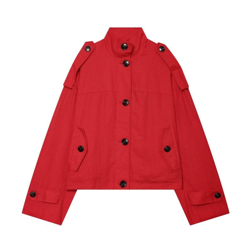 Womens Stand Collar Zip-Up Jacket Streetwear Oversized Casual Outerwear 2026