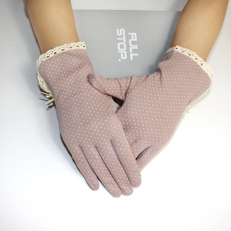 Женские хлопковые велосипедные перчатки с защитой от УФ-лучей - Защита от солнца, Нескользящие, Тонкий стиль, Короткая длина, Принтованный дизайн для весны и лета