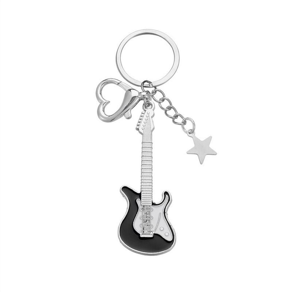 Guitar Love Heart Key Chain for Men Women Star Sweet Keychain Cool Trendy Fashion Pendant Rock Punk Vintage Accessories Gift