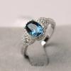 Court Retro Tanzanian Blue Ring, Temperament Egg-shaped Royal Queen Ring, Simple Index Finger Ring