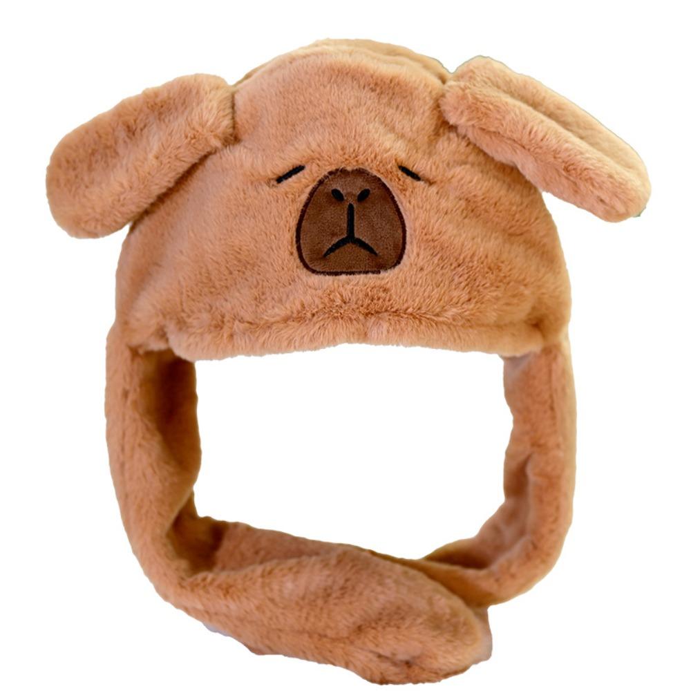 Шапка с двигающимися ушами капибары, плюшевая плюшевая шапка, игрушки, мультяшная прыгающая шапка, вечеринка