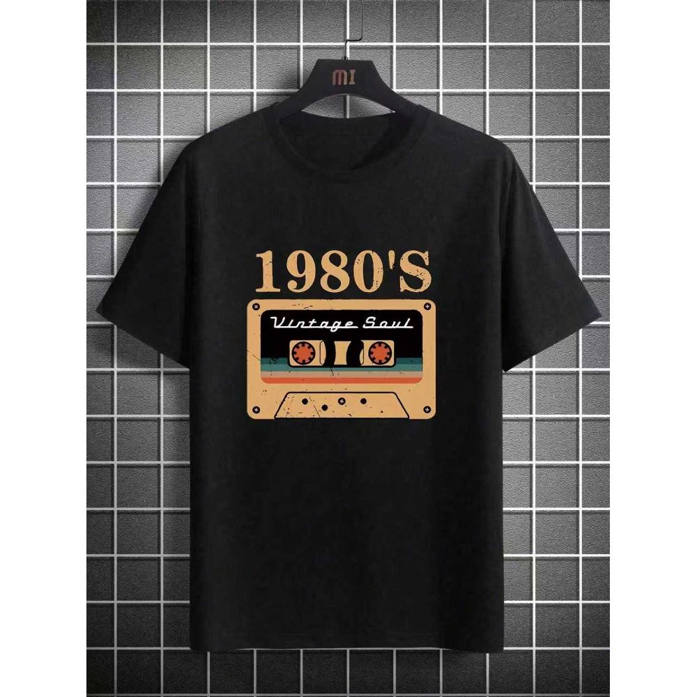 1980's Vintage Soul Cassette T-Shirt,Soft Breathable & Fade-Resistant, Classic Fit for Daily Casual Wear