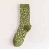 Winter New Socks Retro Avocado Green Mid-Calf Socks Light-Coloured Striped Student Pile Socks Women's Socks