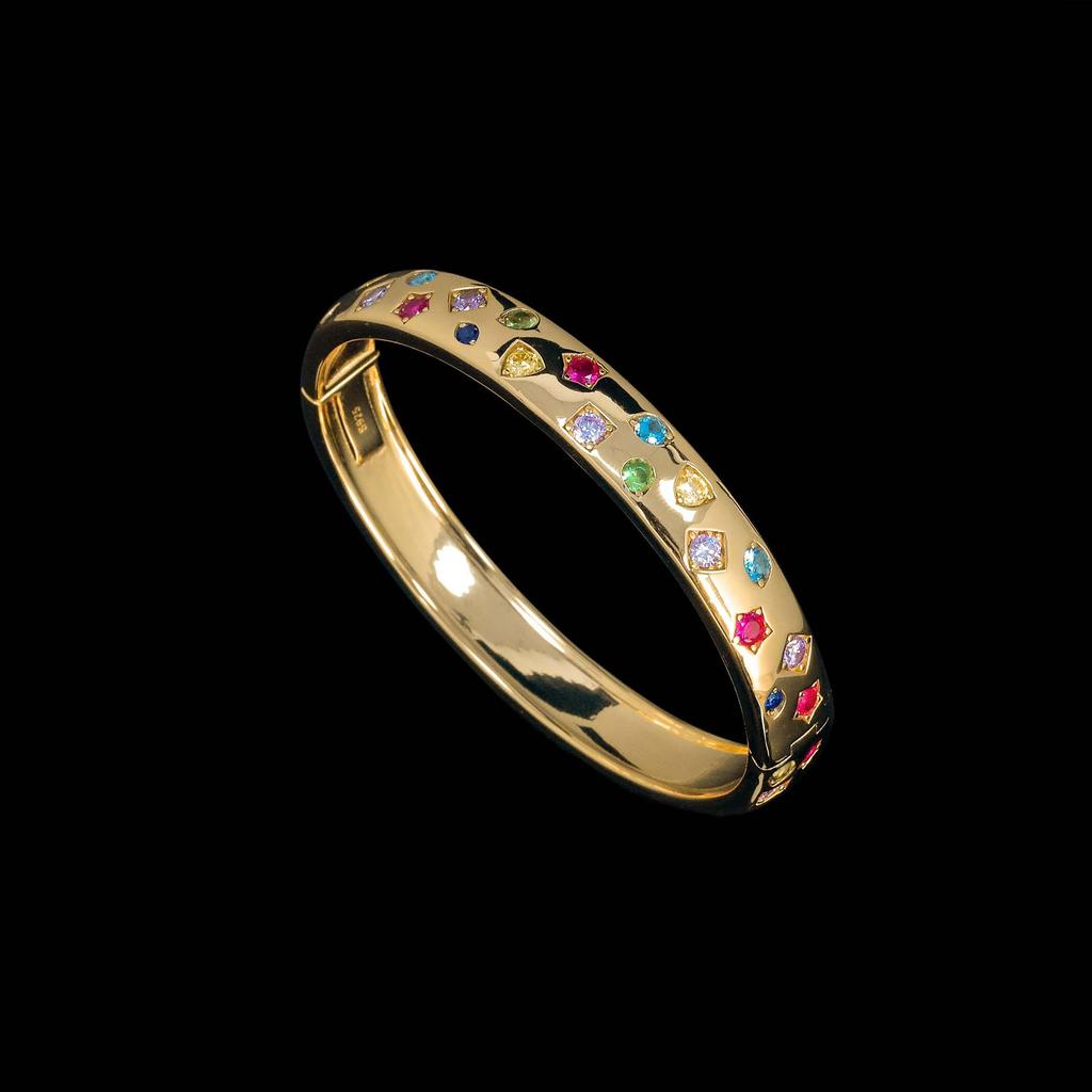 WUIHA 925 Sterling Silver Lab Sapphire Emerald Citrine Ruby Aquamarine High Carbon Diamond Gemstone Bracelet Bangle Fine Jewelry