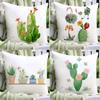 Green Cactus Printing Pillowcase 45*45 Cm Plant Polyester Cushion Cover Home Bedroom Balcony Garden Outdoor Decorate Pillow Case