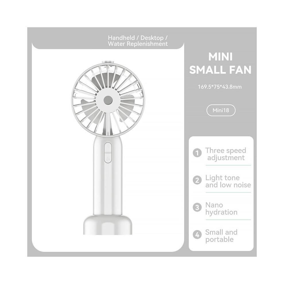 (White) Mini18 Three Speeds Silent Summer Cooling Fan Nano Spray Mini Handheld Fan
