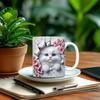 Cat Ceramic Mug 11 Oz Ceramic Drinking Mug Classic 3D Bookshelf Water Cup Christmas Cat Lovers Gift