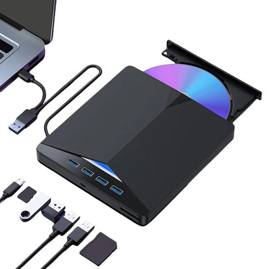 Внешний DVD-привод USB 3 Type-C RW Высокоскоростной Тонкий для Windows 11/10/8/7