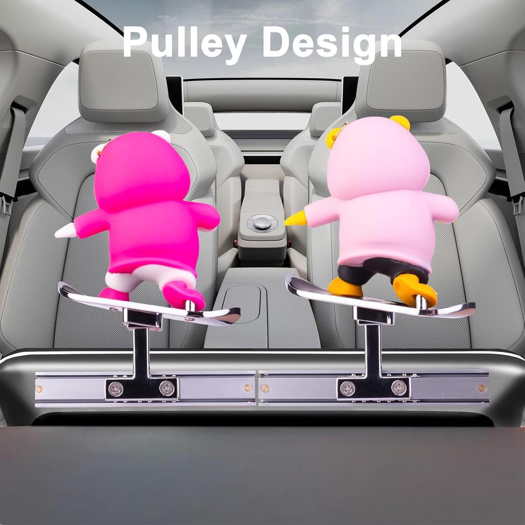 Skateboarding Bear Car Dashboard Ornament 6cm X 6cm - Funny Sliding Decoration for Car Interior, Rose Pink Silicone Skater Bear Figurine