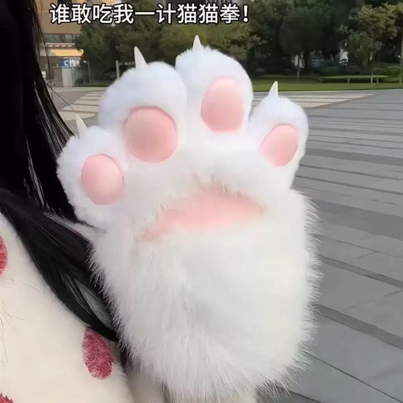 Douyin такая же когтеточка плюшевая игрушка кукла перчатки мягкие милые кошачья лапа перчатки для девочки ветрозащитные теплые подарок женщине