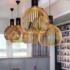 Modern Wood Pendant Light for Living Room Decoration Black Hanging Lamp Suspension Wooden Chandelier Lighting Fixtures