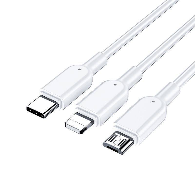 Многофункциональный кабель USB 3-в-1 для быстрой зарядки устройств Apple, Android и Type-C