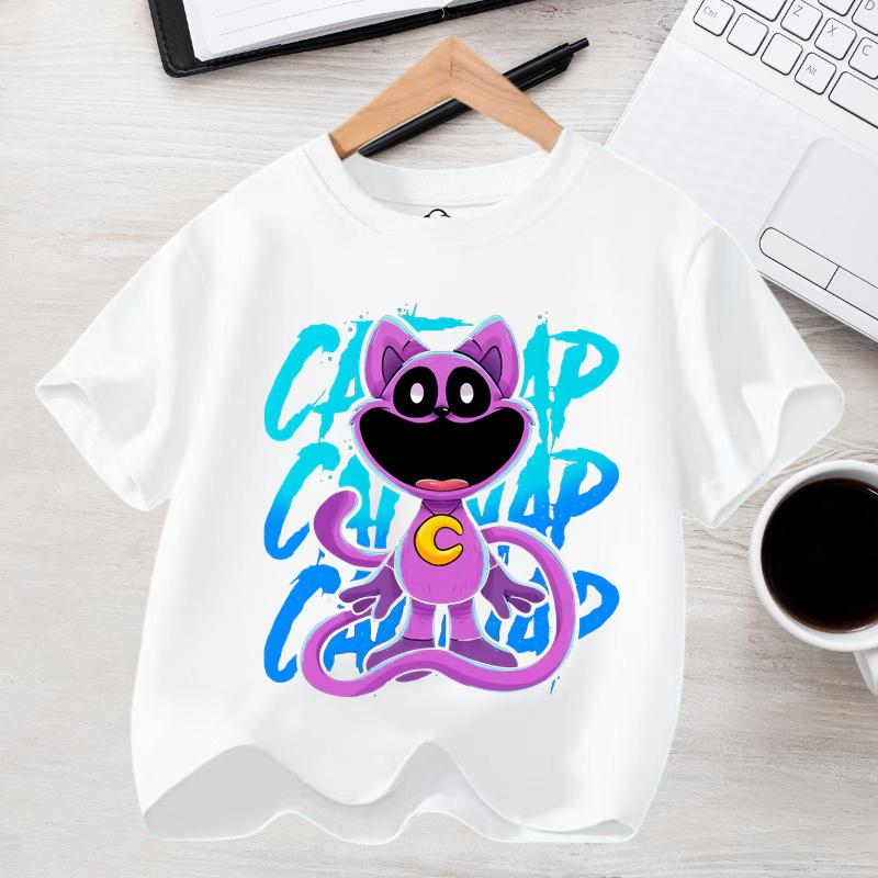 Kids Dropped Shoulder Short-sleeved T-shirt Summer Pure Smilings Critterss Cotton Round Neck Bottoming Shirt Student Sportswear