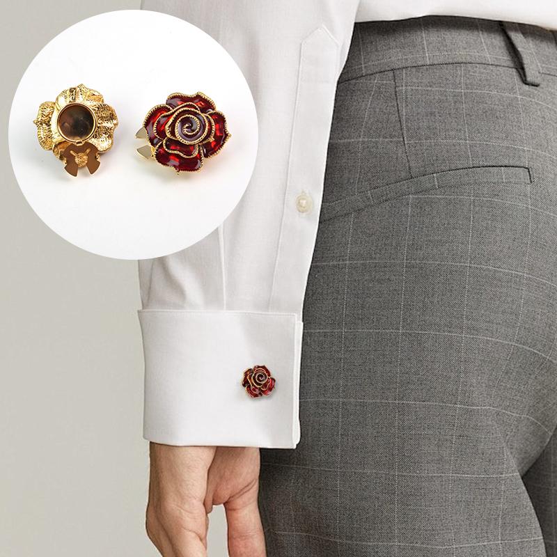 1 шт. Аксессуары Свадебная Пуговица Украшение Подарок Ювелирные изделия Гальванопокрытие Форма Розы Стразы Запонки Изысканные 30/40x17мм