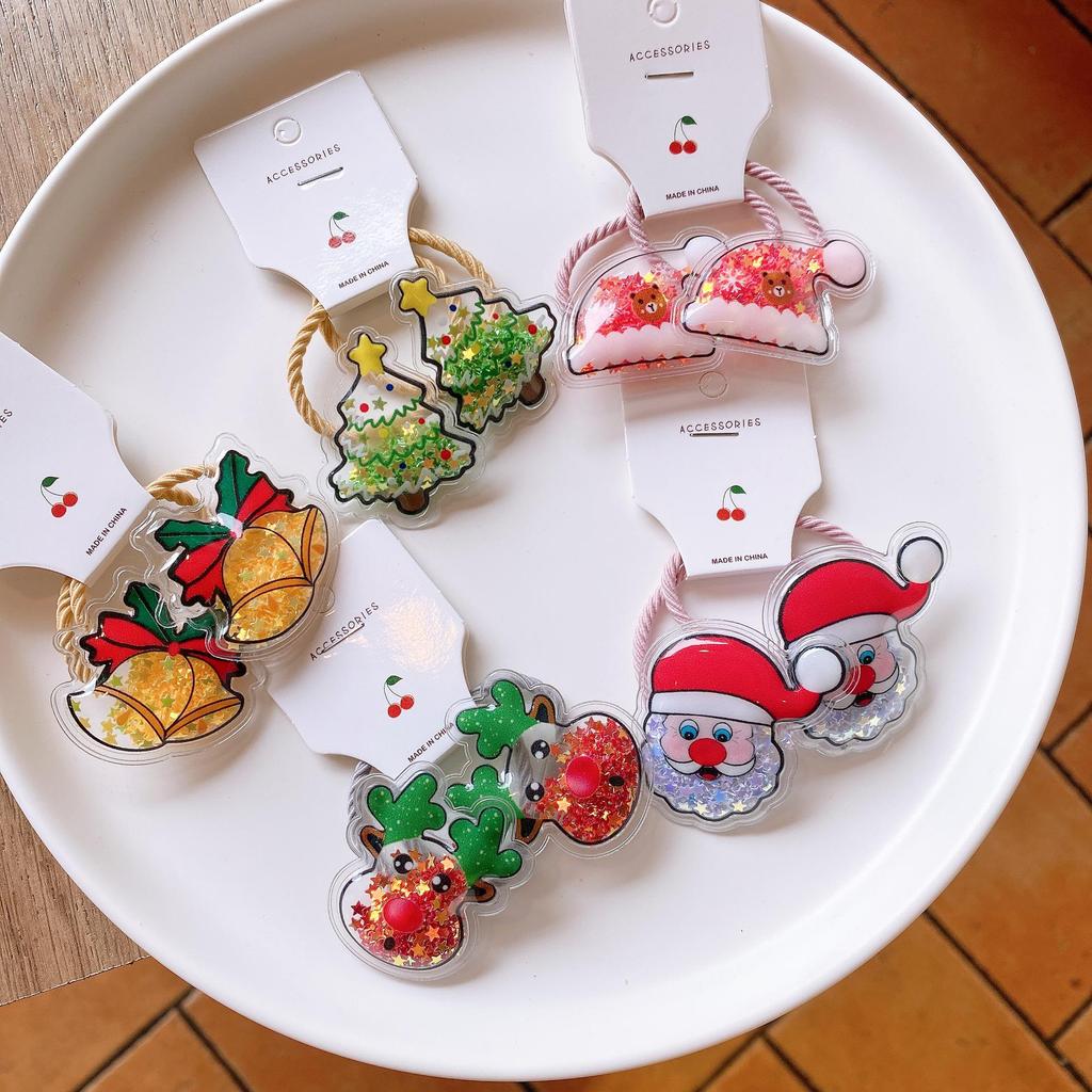 Детские рождественские аксессуары для волос: Кисточки для волос и красочные резинки для волос с Сантой