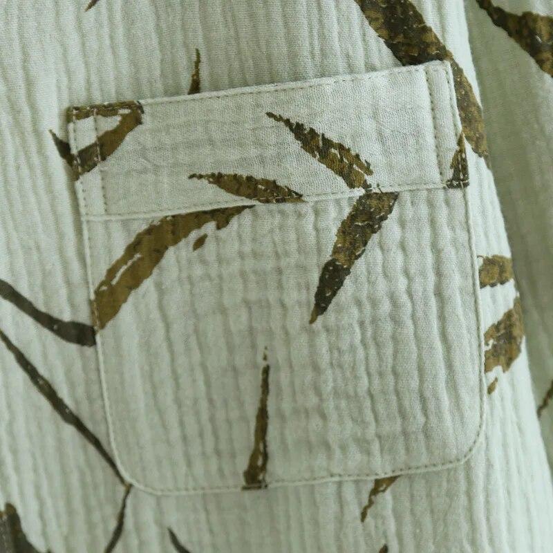 2025 Японский новый женский пижамный комплект весна/лето 100% хлопок креп тонкий зеленый Home Fury брюки с длинными рукавами комплект из двух предметов