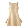 Spring New Women's Clothing Fashion off-Neck Sleeveless High Waist A- line Satin Backless Bow Dress Dress