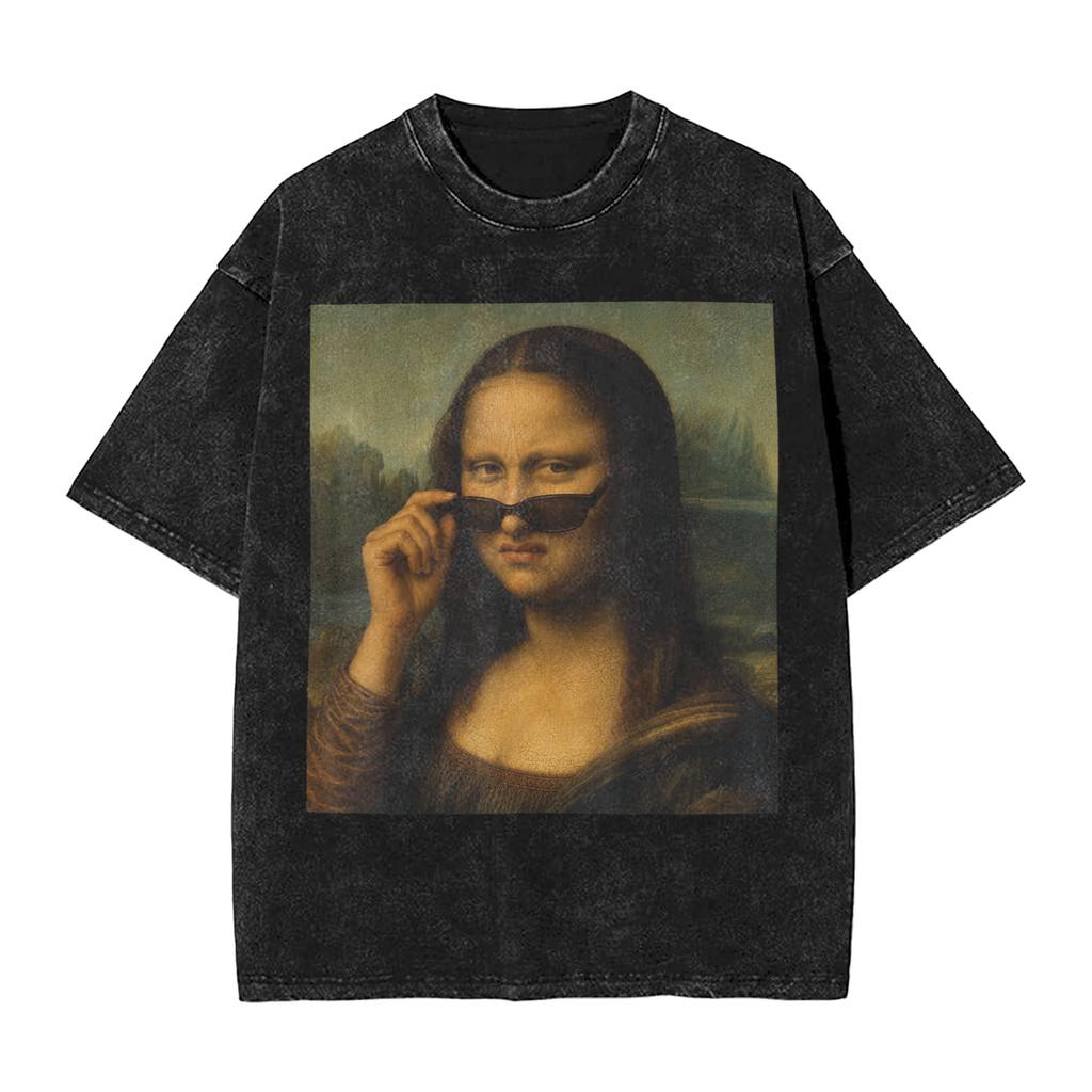 Funny Mona Lisa Selfie Art Meme Tshirt Summer Y2k Funny Tshirts Casual Hippie Tshirt For Men Short Sleeve Printed Clothes