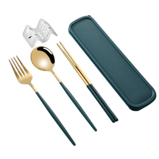 Набор столовых приборов в корейском стиле, пыленепроницаемые палочки для еды из нержавеющей стали, вилка, ложка, обеденный набор для ежедневного использования