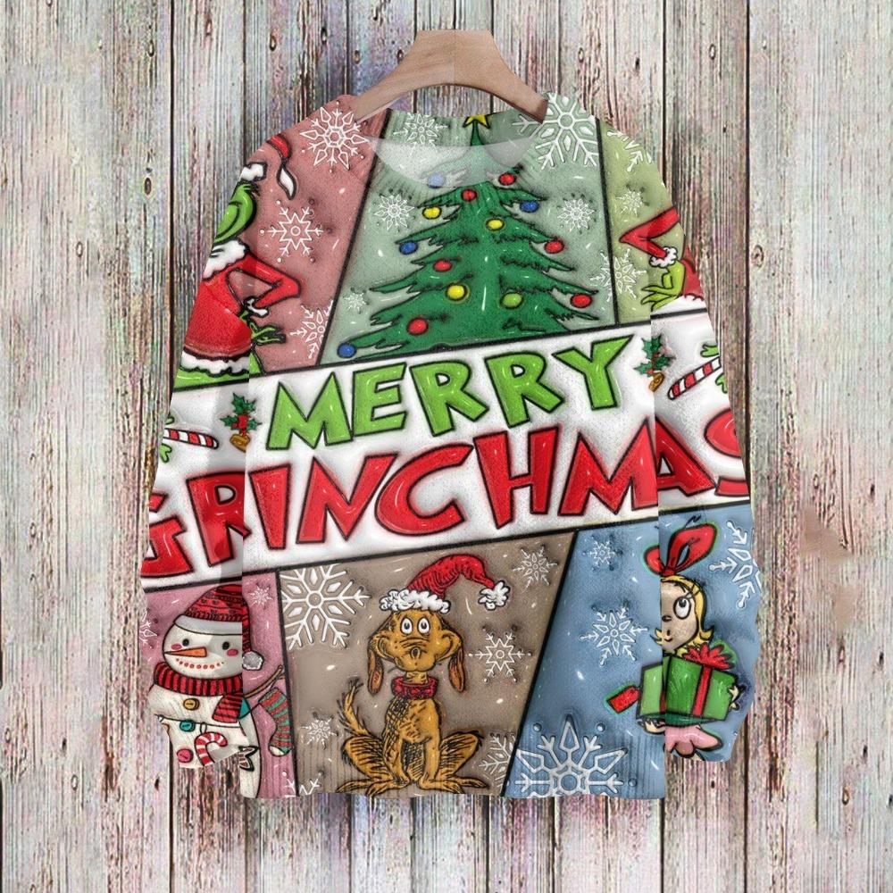 Рождественская мода Мужская и женская футболка с принтом зеленого монстра, с круглым вырезом, пуловер, топ, повседневная уличная толстовка, детская футболка, топ, одежда