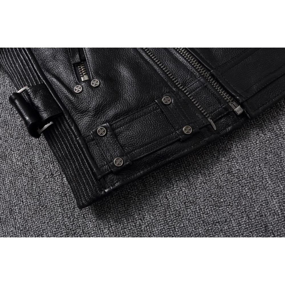 Chinese Size Biker Vest Top Layer Cowhide Leather Vest Men's Slim Short Motorcycle Clothing Riding Jacket Sleeveless Genuine Cow Club Vest