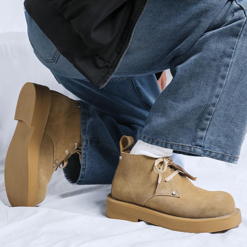 Туфли дерби с большой головой Мужские модные туфли с круглым носком Винтажные ботинки Мартина Рабочие ботинки Высокие дезерты 4729-R